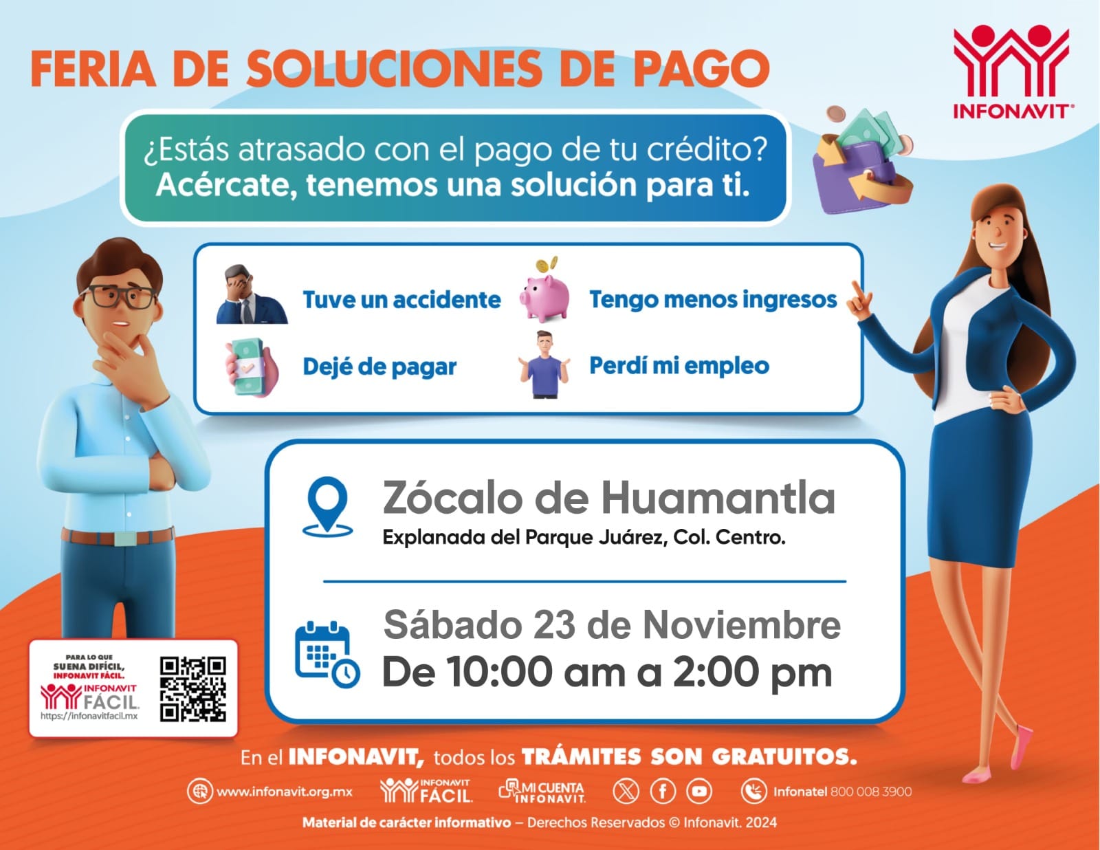 Invita gobierno de Huamantla a derechohabientes de Infonavit a la Feria de Soluciones de Pago